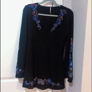 Free people boho black mini dress
